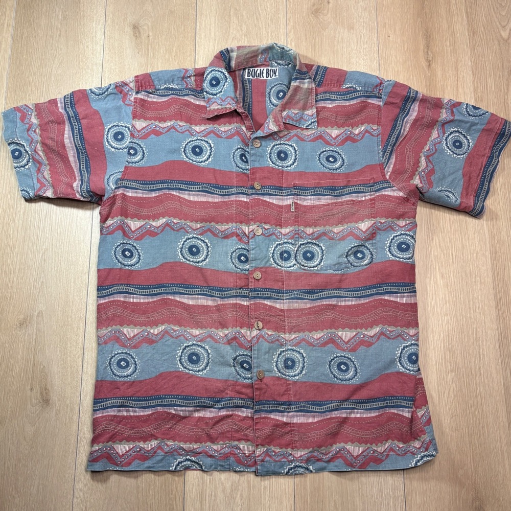 Vintage Bugle Boy Mens Short Sleeve Button Down Shirt Southwestern Tribal XL